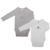 Lot de 2 Bodys coton bio Gris Blanc