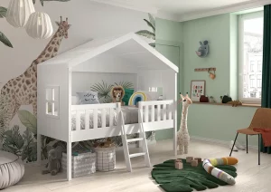 Offrez un sommeil paisible à votre enfant avec le lit cabane blanc Housebeds en 90x200