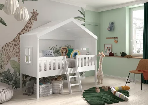 Offrez un sommeil paisible à votre enfant avec le lit cabane blanc Housebeds en 90x200