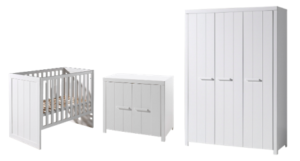 Chambre blanche pour bébé complète avec armoire 3 portes