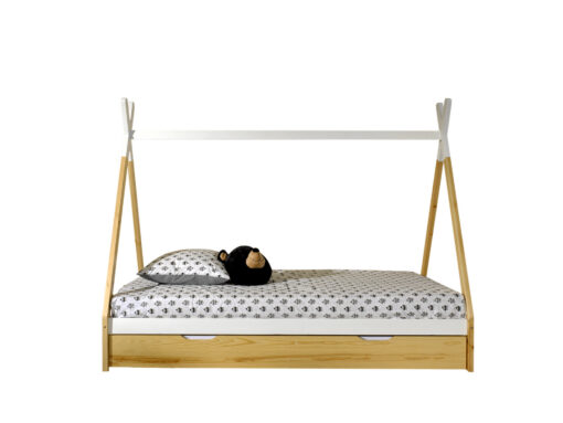 Cette combinaison TIPI se compose du lit TIPI (90 x 200 cm) élevé avec lit tiroir nature. 1