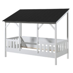 Cette combinaison HOUSEBED consiste d'un lit avec le toit en noir (90x200), un sommier et un matelas