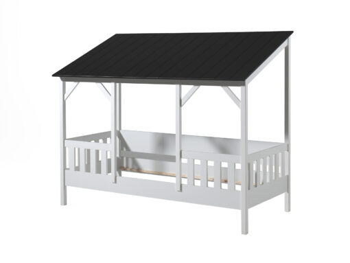 Cette combinaison HOUSEBED consiste d'un lit avec le toit en noir (90x200), un sommier et un matelas