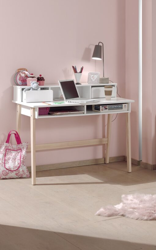 KIDDY BUREAU AVEC SURMEUBLE BLANC