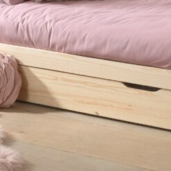 Combinaison DALLAS en bois naturel avec un lit (90x200) avec tiroir et rideaux. 9