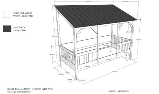 lit cabane HOUSEBED toit blanc et un lit gigogne pour cabane