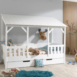 lit cabane HOUSEBED toit blanc et un lit gigogne pour cabane