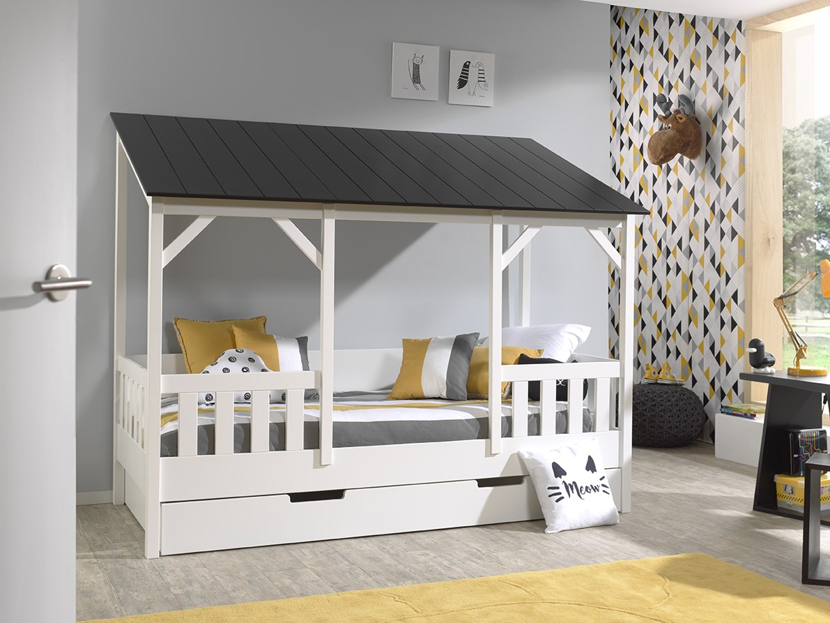 lit cabane HOUSEBED toit noir