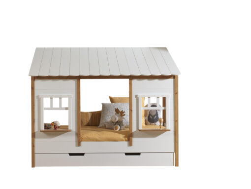 Le lit cabane HOUSEBED blanc en un lit gigogne pour cabane