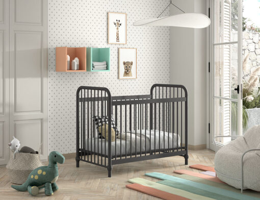 Lit Bébé BRONXX 60x120 : MAT NOIR