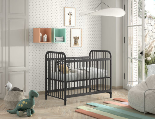 Lit Bébé BRONXX 60x120 : MAT NOIR