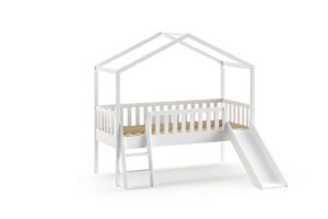 LIT CABANE HOUSEBED AVEC TOBOGGAN BLANC